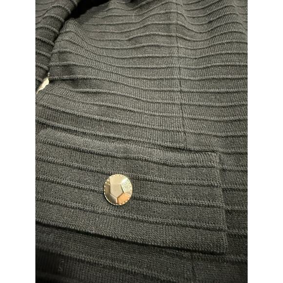 St. John Collection Marie Gray Jacket Blazer Zip Santana Knit Womens Sz 6 Black - Picture 7 of 12